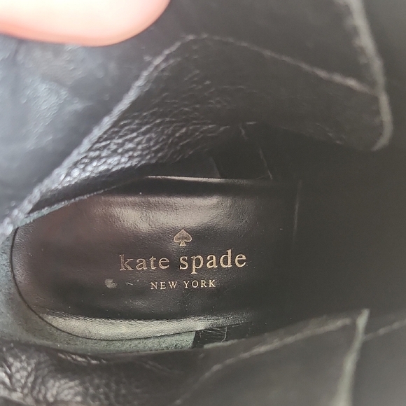 Kate Spade New York Black Leather Stacked Moto Ankle Boot Bootie Womens Sz - Picture 9 of 11